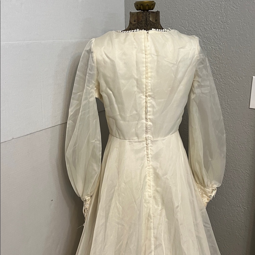 HANDMADE VINTAGE LONG LACE-UP  COTTAGECORE BOHO WEDDING GOWN 60’s/70’s - Picture 7 of 17